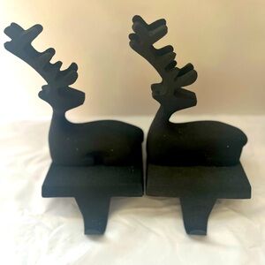 Crate&Barrel zinc Reindeer stocking hooks 2 set!
